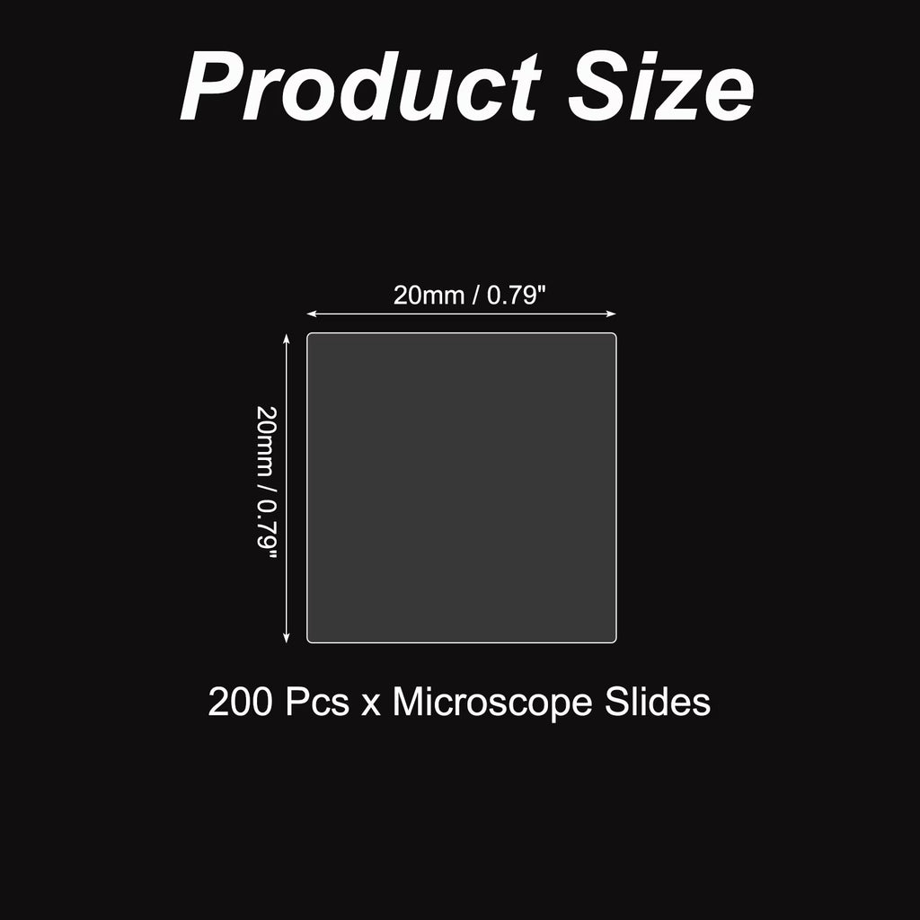 200Pcs Cover Slips for Microscope Slides, 20X20Mm Microscope Cover Square for Laboratory Sample Observe