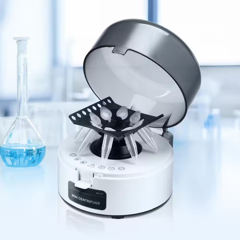 Experience Precision with the Mini Centrifuge Machine: 7000RPM, 3013xg Lab Centrifuge with Dual Rotor for 0.2ml and 1.5/2ml Tubes – Low Noise and Versatile!