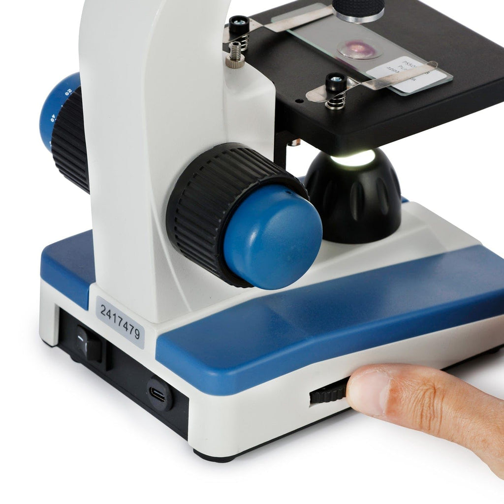 M150C / M150C-I 40X-1000X All-Metal Optical Glass Lenses Cordless LED Student Biological Compound Microscope