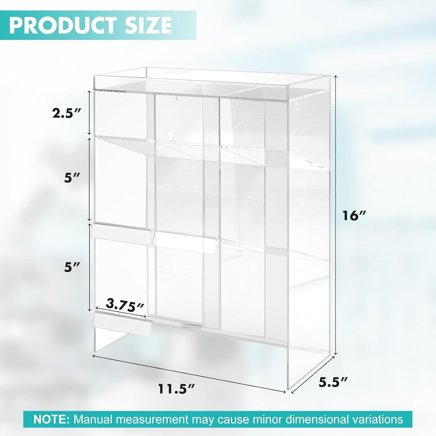 Acrylic Tube Rack with 9 Compartments & 3 Pull-Out Trays – Wall-Mount or Countertop for Laboratory, Office, Cosmetics (16 X 11.5 X 5.5 Inches)