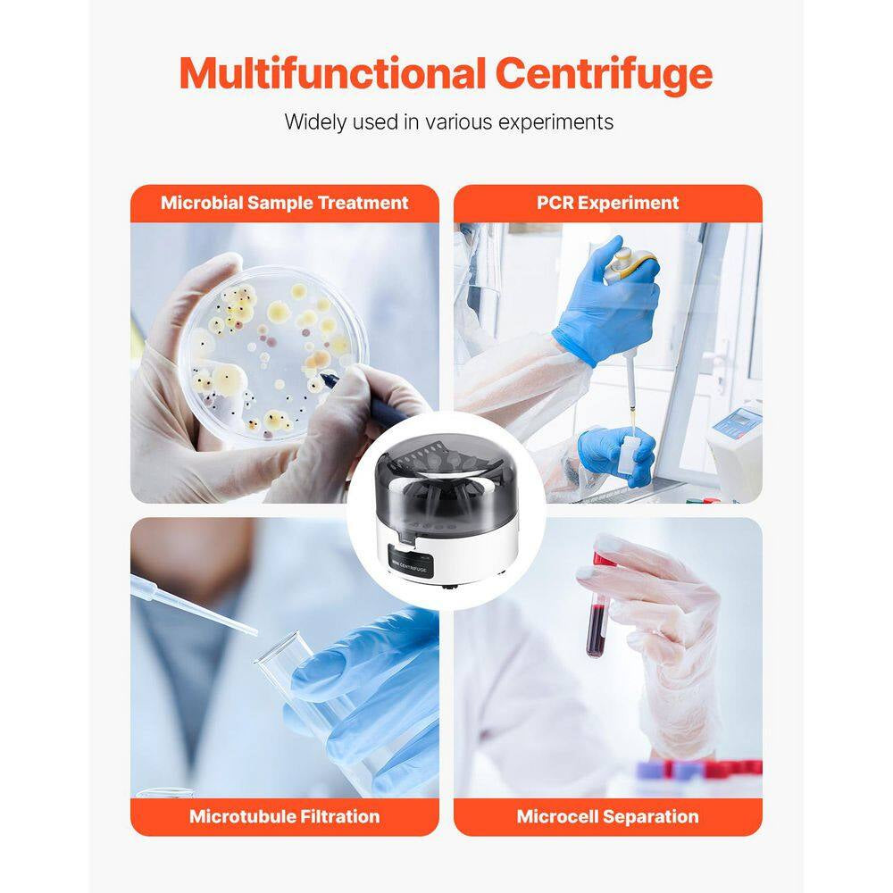 Experience Precision with the Mini Centrifuge Machine: 7000RPM, 3013xg Lab Centrifuge with Dual Rotor for 0.2ml and 1.5/2ml Tubes – Low Noise and Versatile!