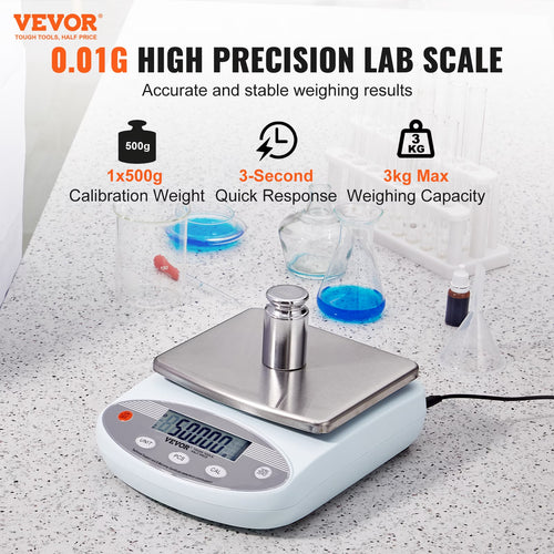 Analytical Balance, 3000G X 0.01G Accuracy High Precision Lab Scale, 13 Units Conversion Electronic Scientific Laboratory Scale, LCD Display Digital Jewelry Weighing Scale for Lab, Jewelry