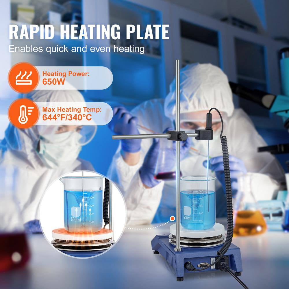Magnetic Stirrer , 20L Lab Stirrers Hot Plate Stirrer with LED Screen, Support Stand and Stir Bars, Stir Plate 650W