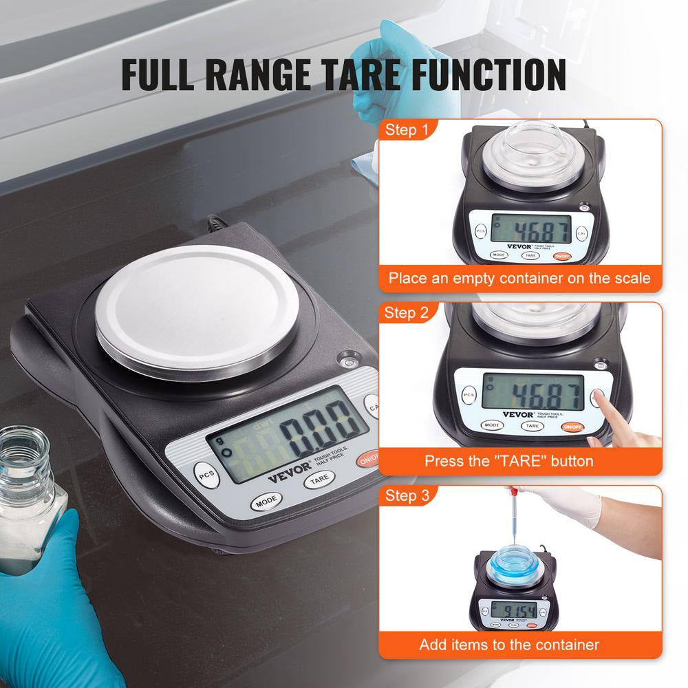 Analytical Balance, 600G X 0.01G Accuracy High Precision LCD Food Scale, 6 Units Conversion Electronic Scientific Scale