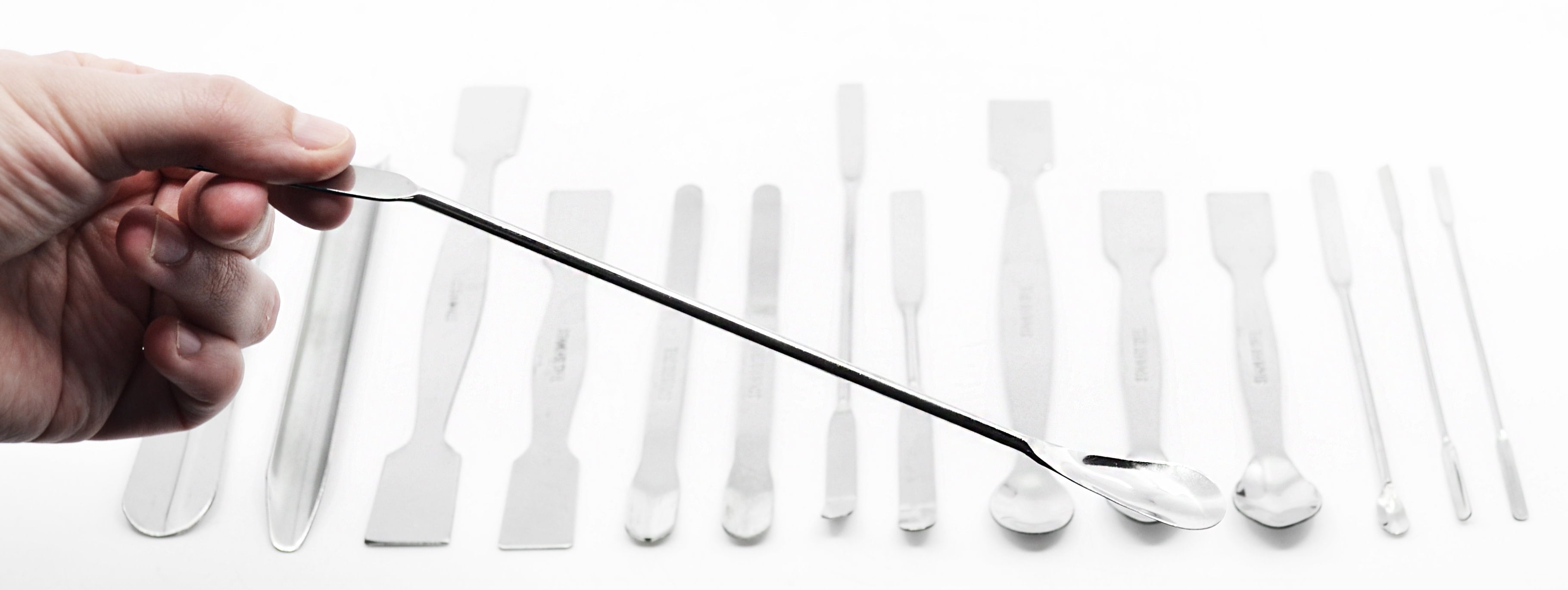 15 Piece Scoop & Spatula Set - Assortment - for Use in a Variety of Lab Applications - Stainless Steel -